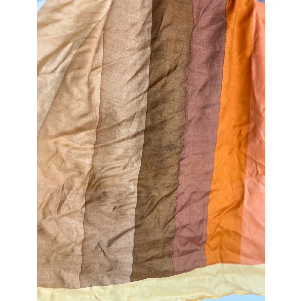 Boho Stripe Silky Bandana‎ Scarf, Tan Orange